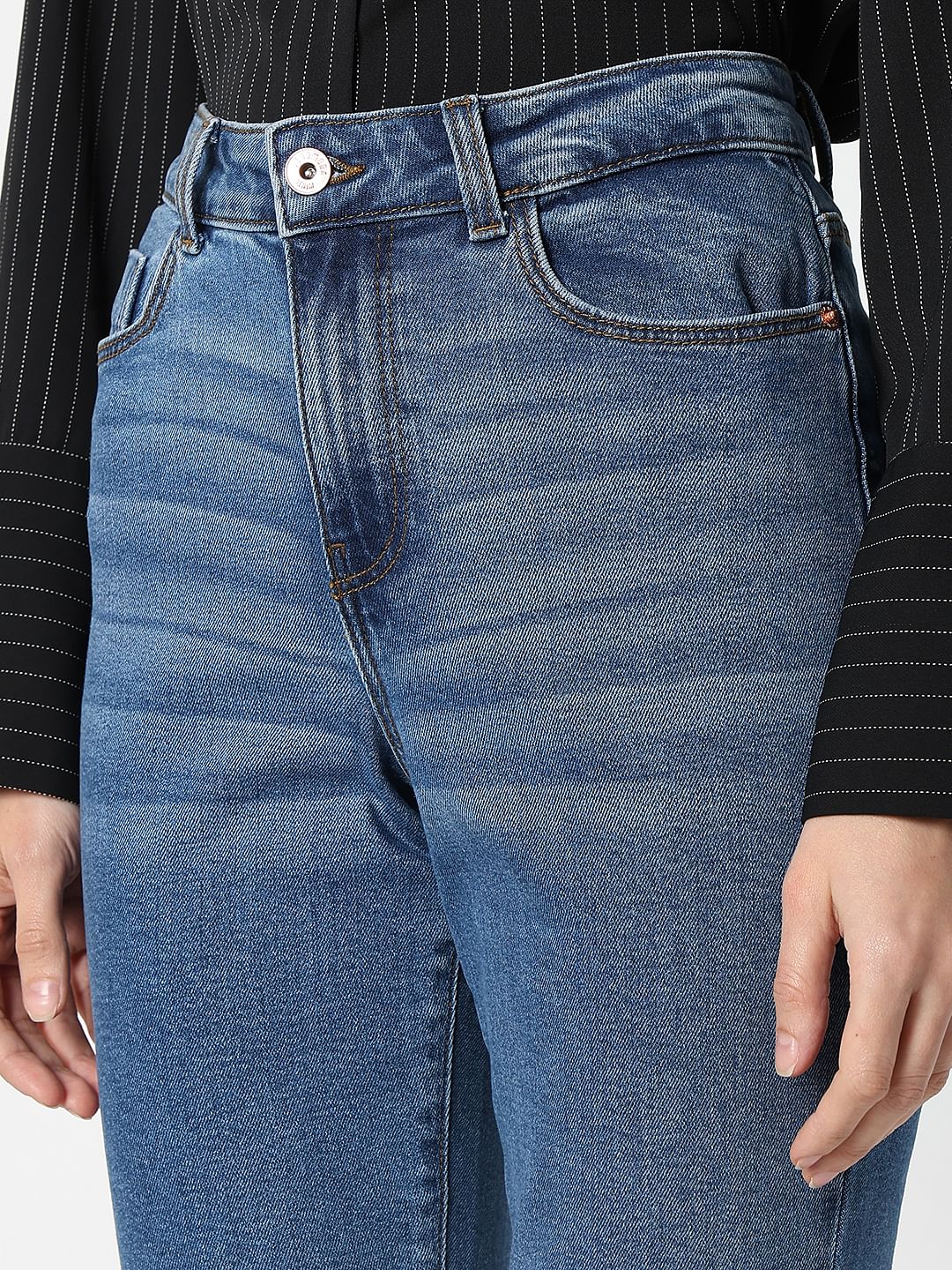 Blue Mid Rise Petra Bootcut Jeans
