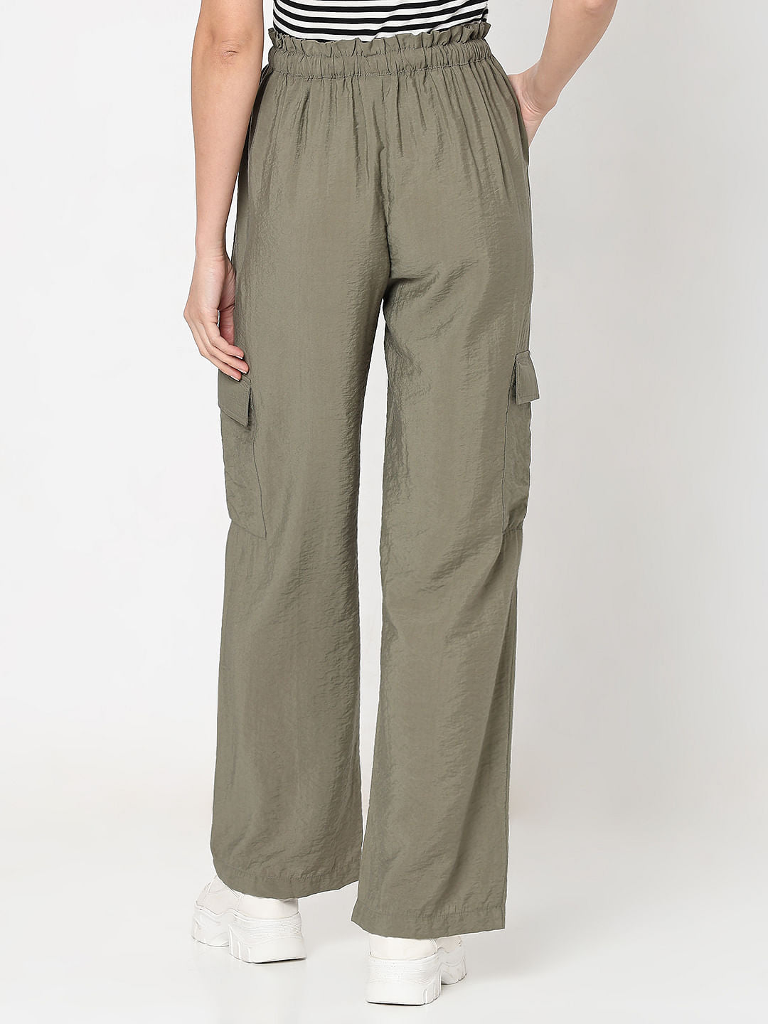 Green High Rise Cargo Pants