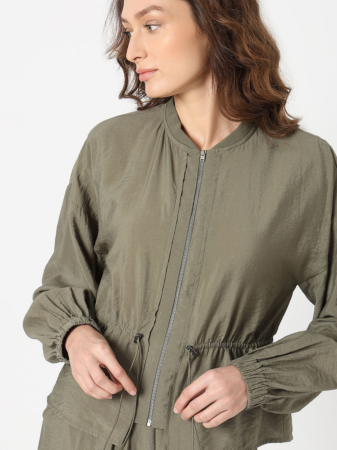Khaki Bomber Co-Ord Set Jacket