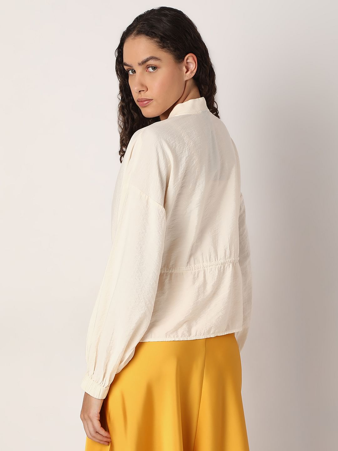 Ecru Short Zip-Up Cardigan
