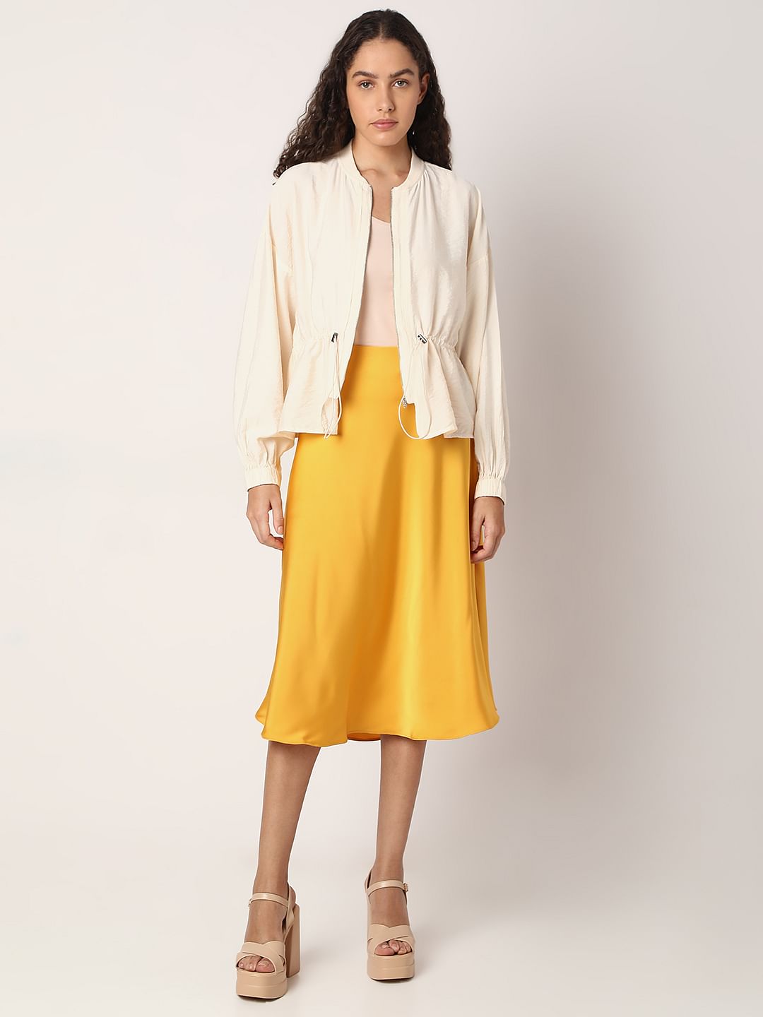 Ecru Short Zip-Up Cardigan