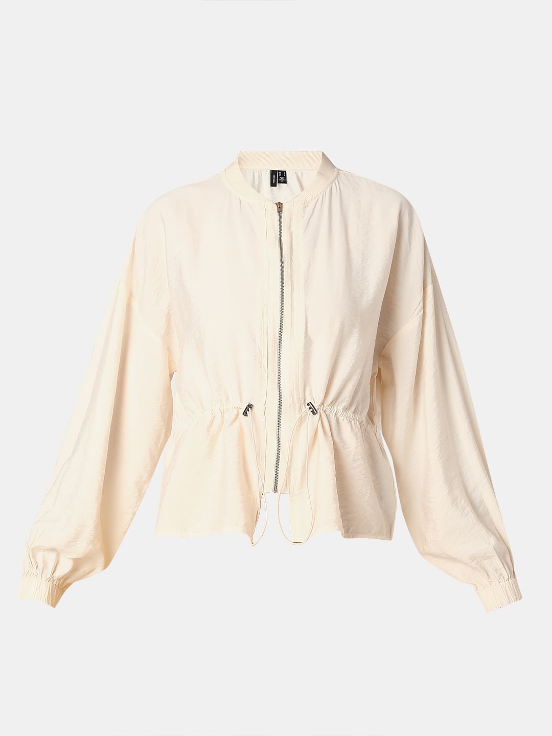 Ecru Short Zip-Up Cardigan