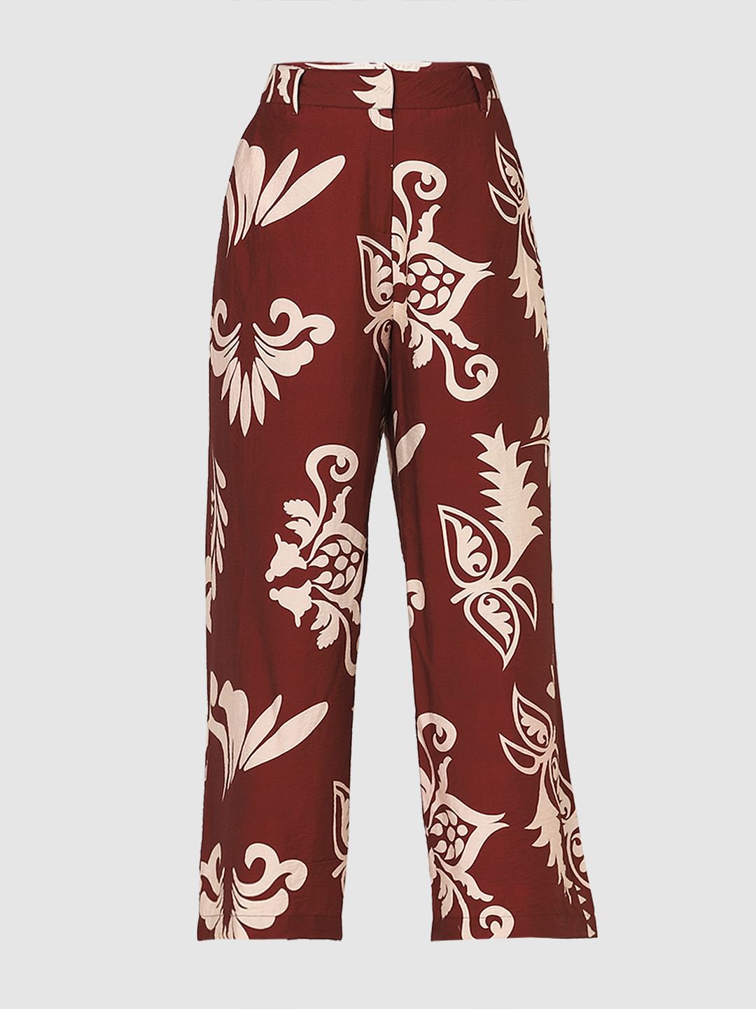 Dark Brown Printed Co-Ord Set Pants