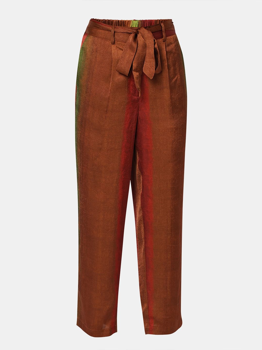 Brown Colourblocked Co-Ord Set Pants