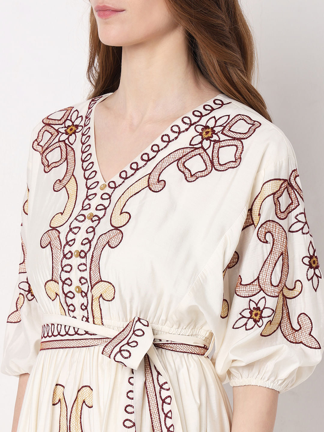 White Embroidered Print Shirt