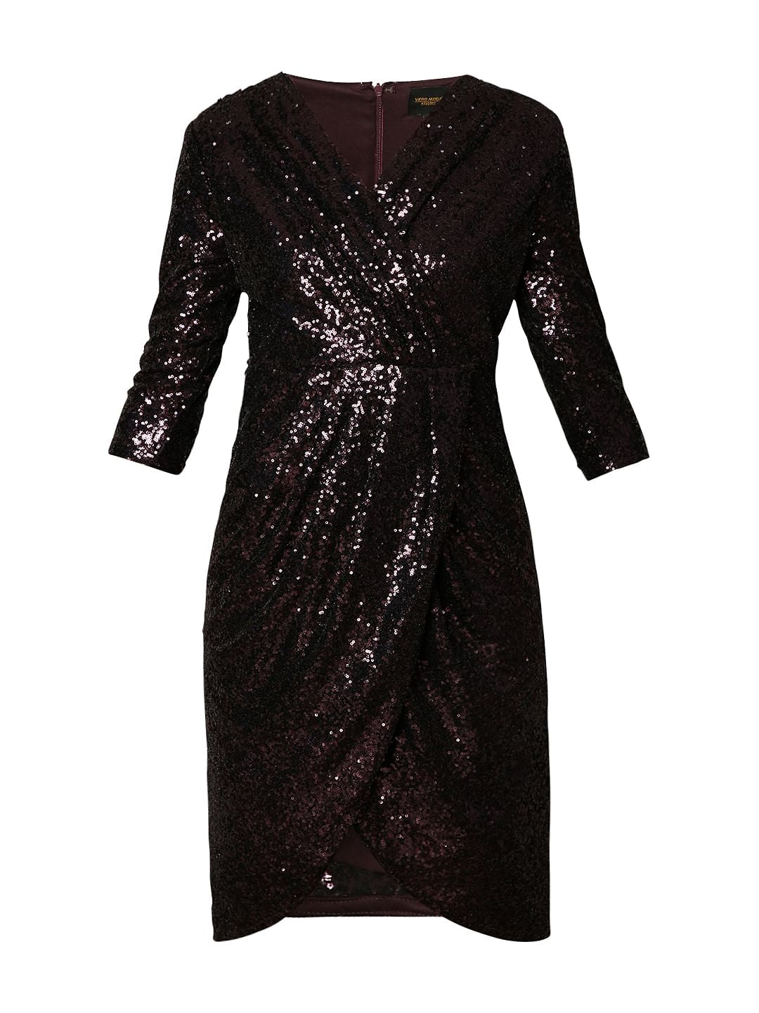 Marquee Wine Sequin Fit & Flare Dress