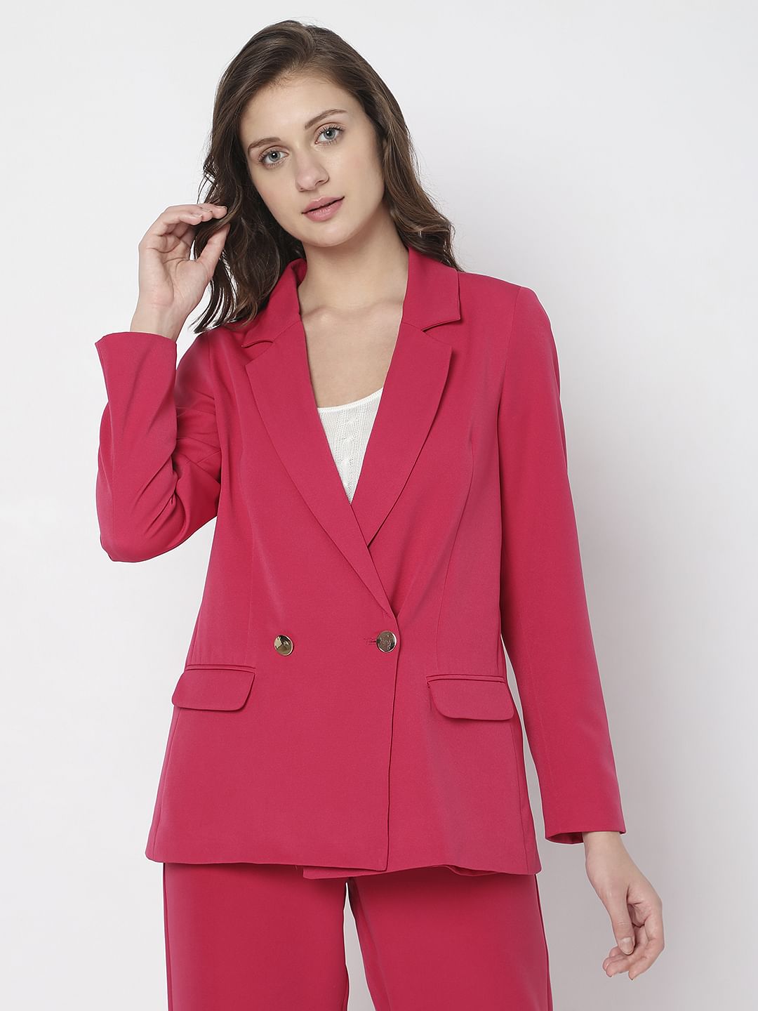 Pink Double Breasted Co-Ord Set Blazer
