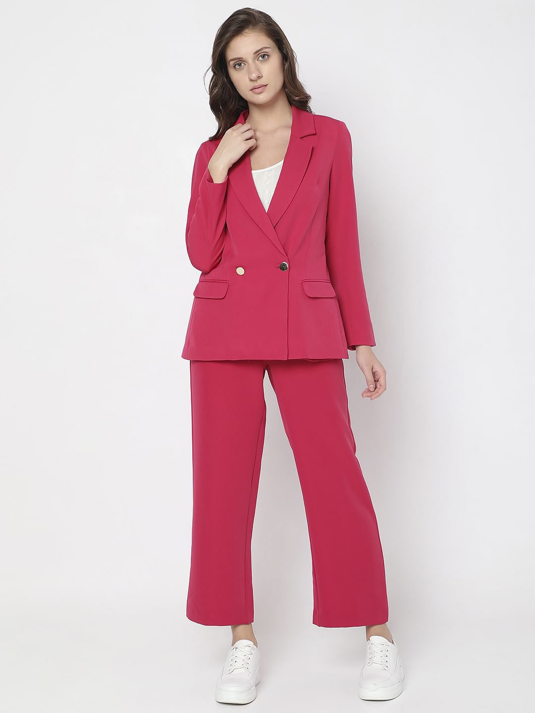 Pink Double Breasted Co-Ord Set Blazer
