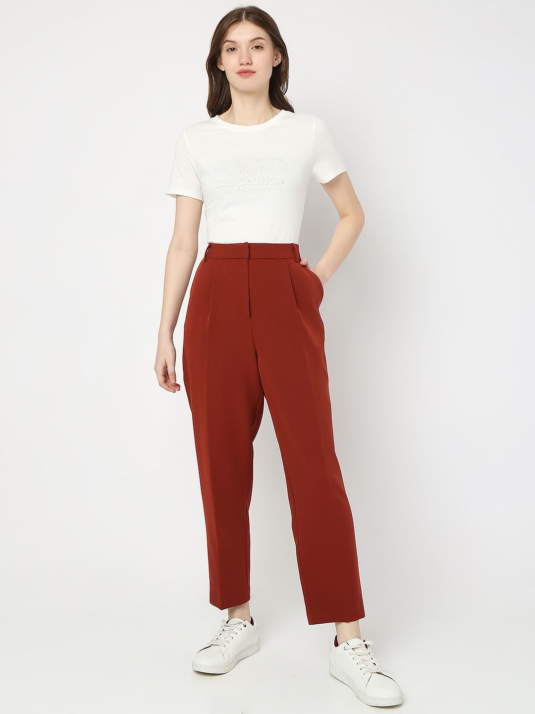 Brown Co-Ord Set Straight Fit Pants
