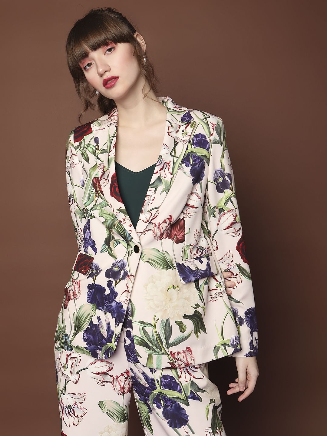 Marquee Beige Floral Blazer