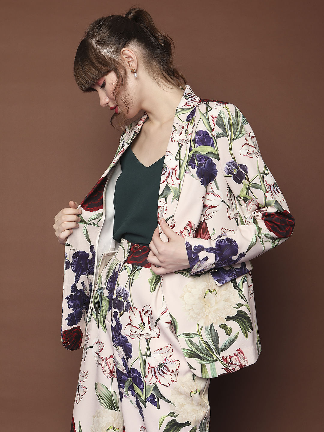 Marquee Beige Floral Blazer