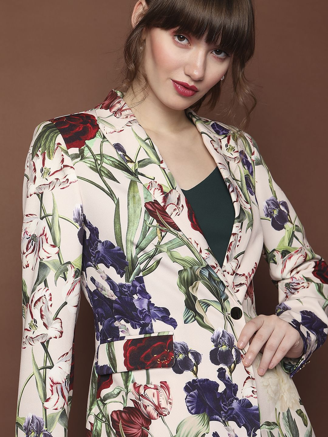 Marquee Beige Floral Blazer