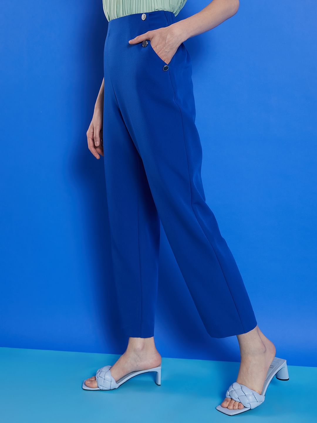 Marquee Blue High Rise Co-Ord Set Pants