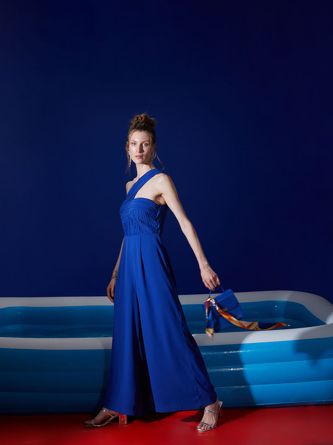 Marquee Blue One-Shoulder Jumpsuit