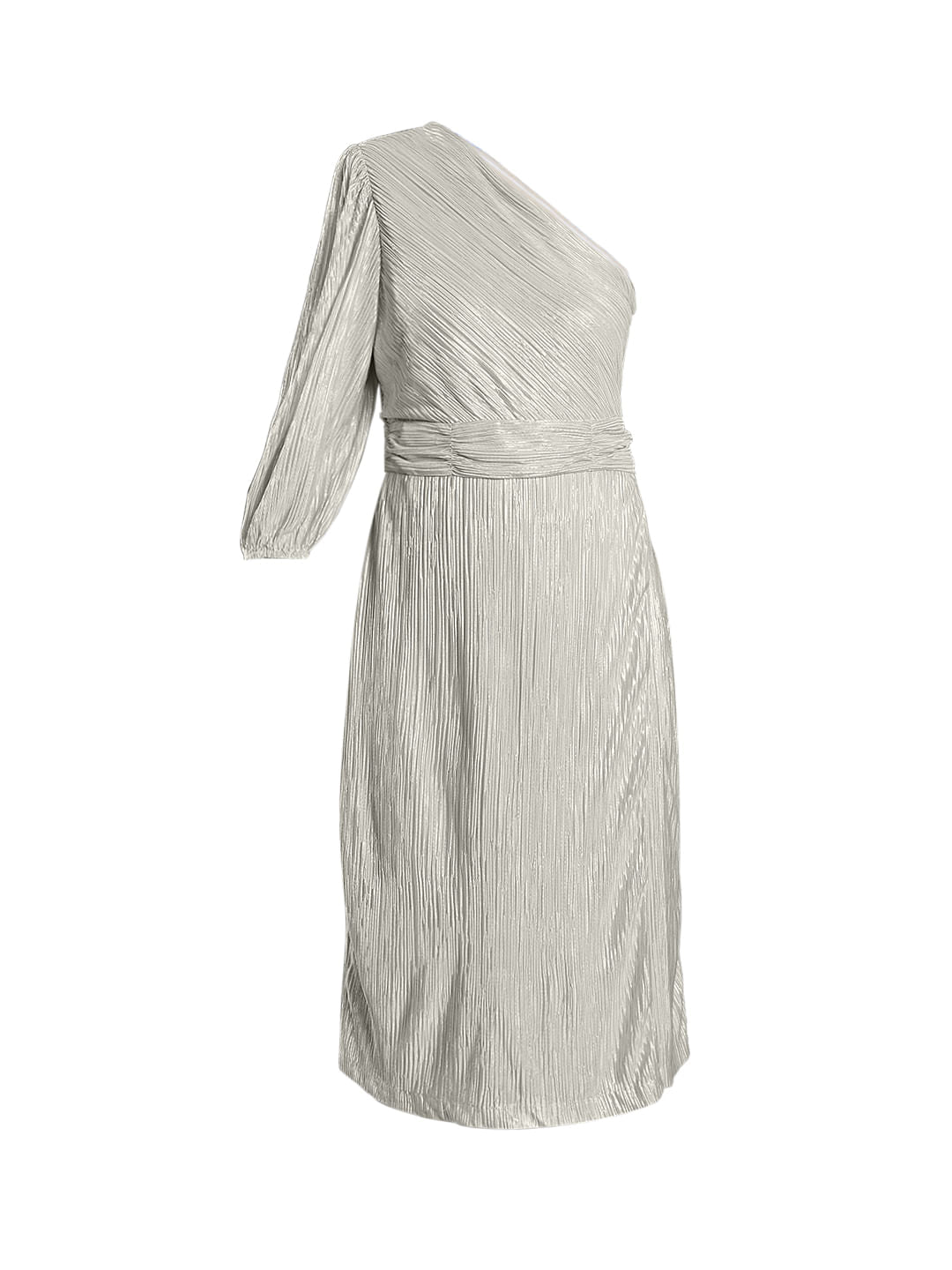 Marquee Beige One-Shoulder Shimmer Dress