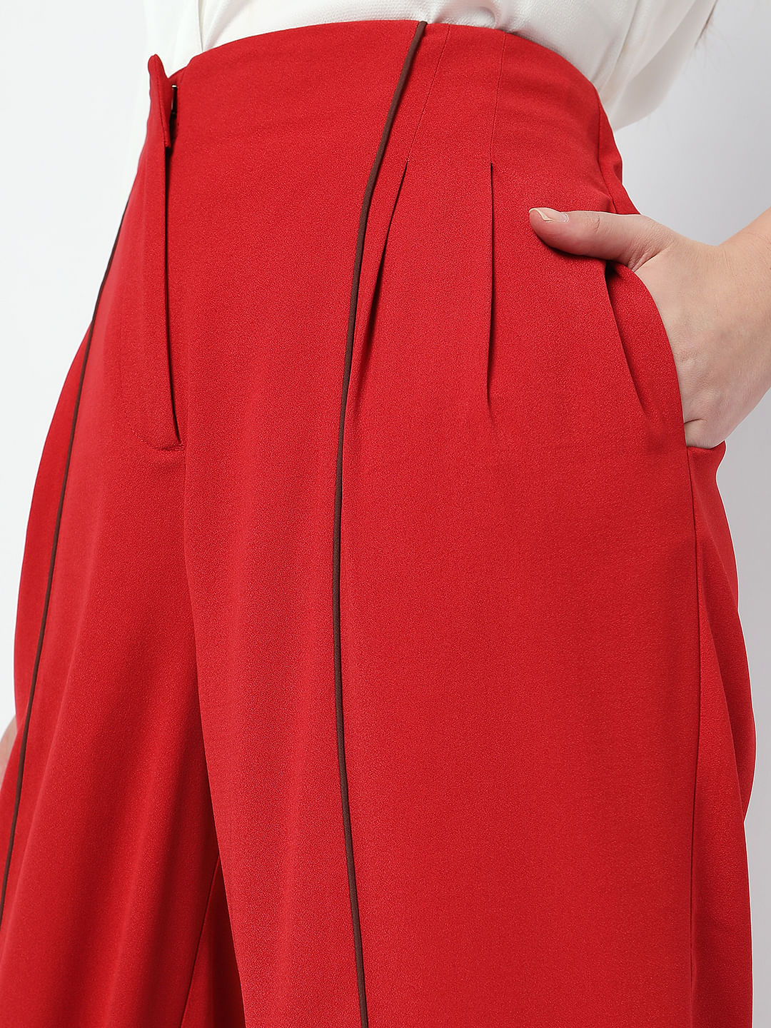 Red High Rise Anti Fit Co-Ord Set Pants