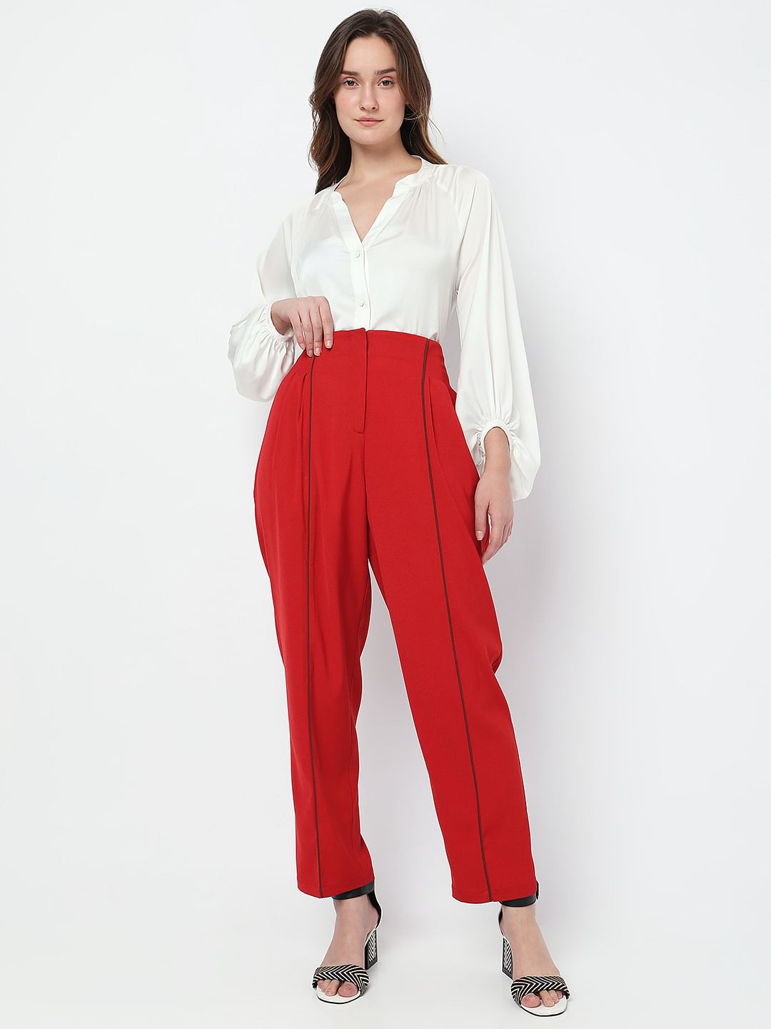 Red High Rise Anti Fit Co-Ord Set Pants