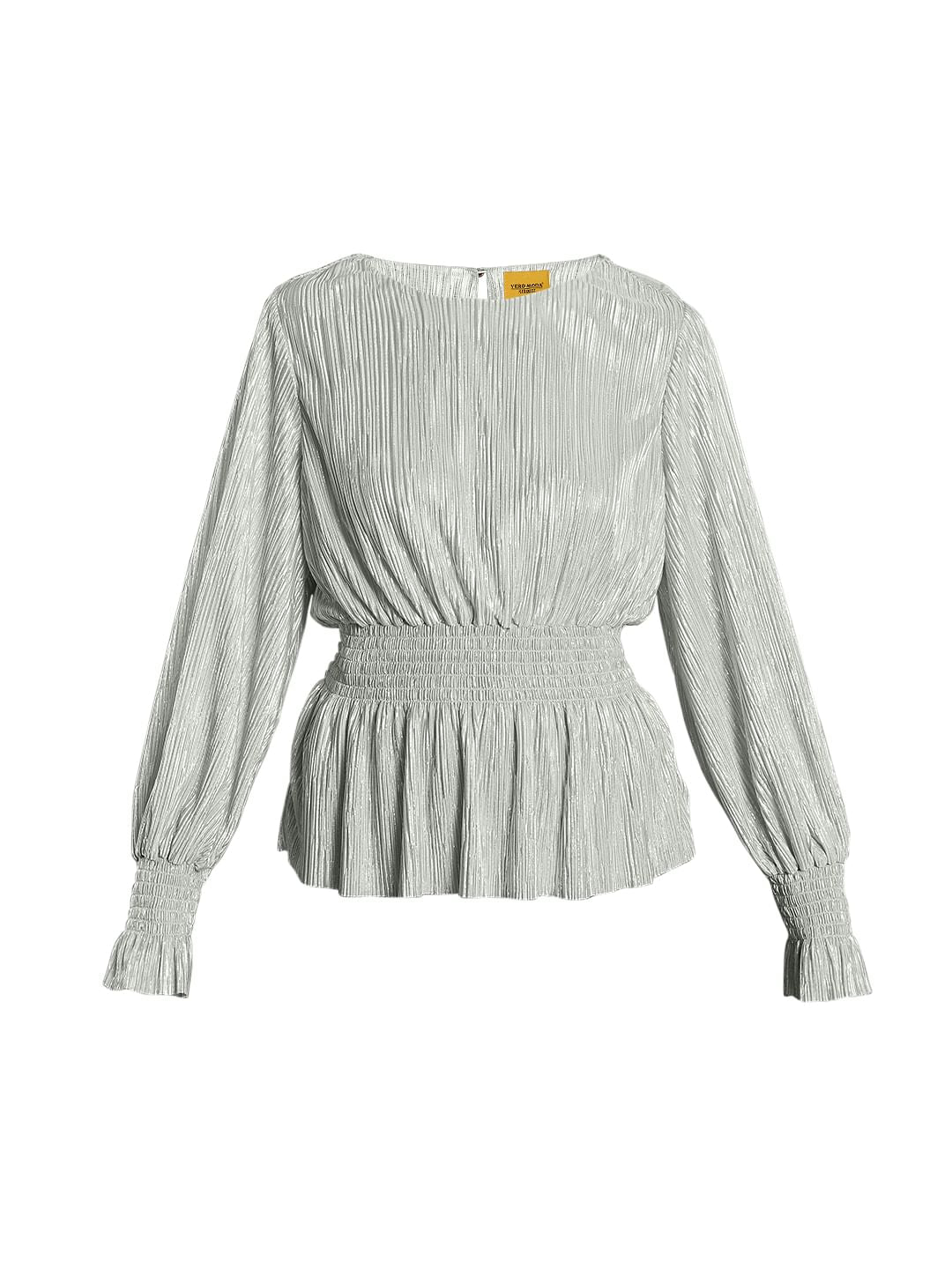 Marquee Beige Pleated Shimmer Top