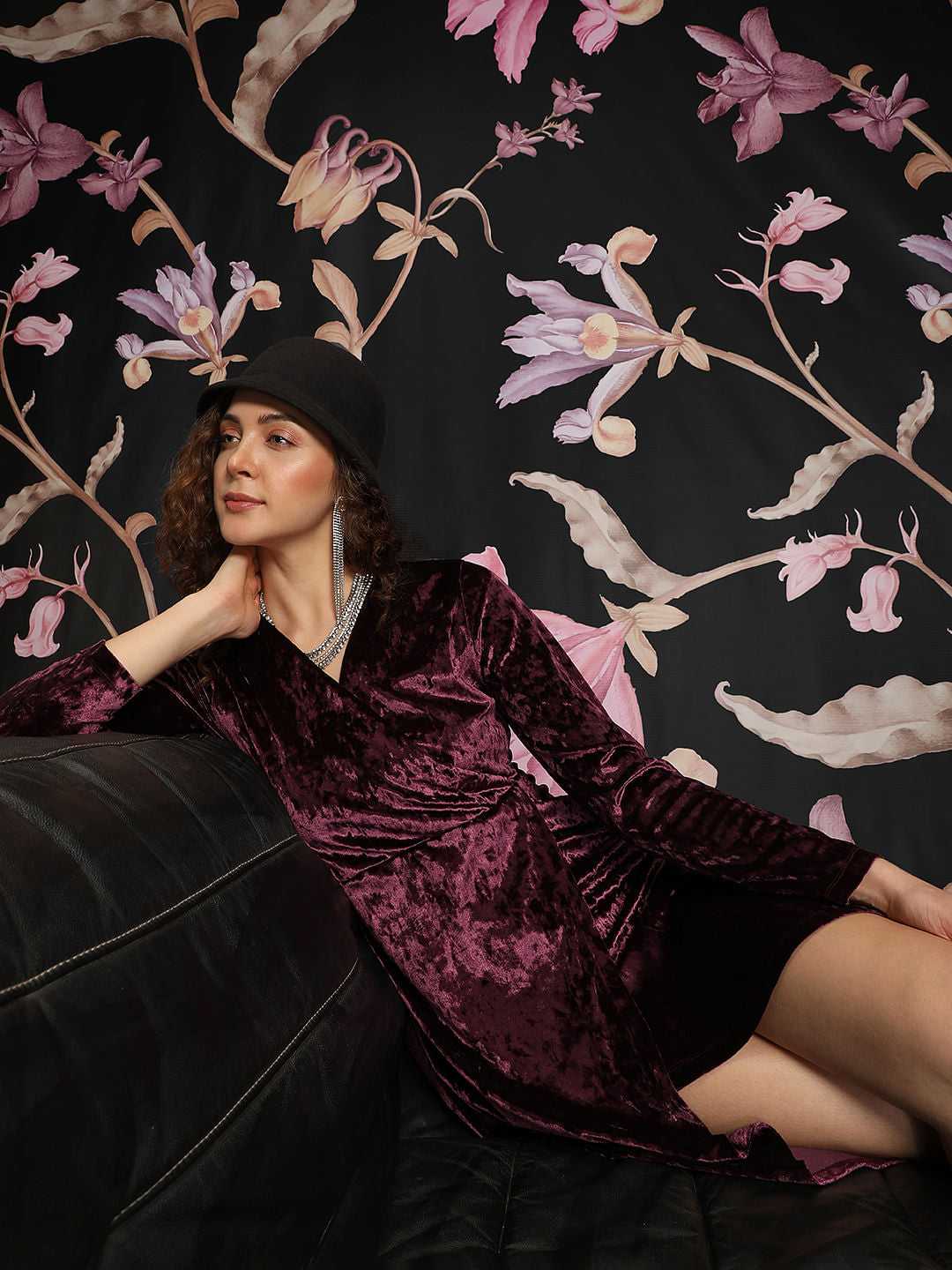 Marquee Maroon Asymmetrical Midi Dress