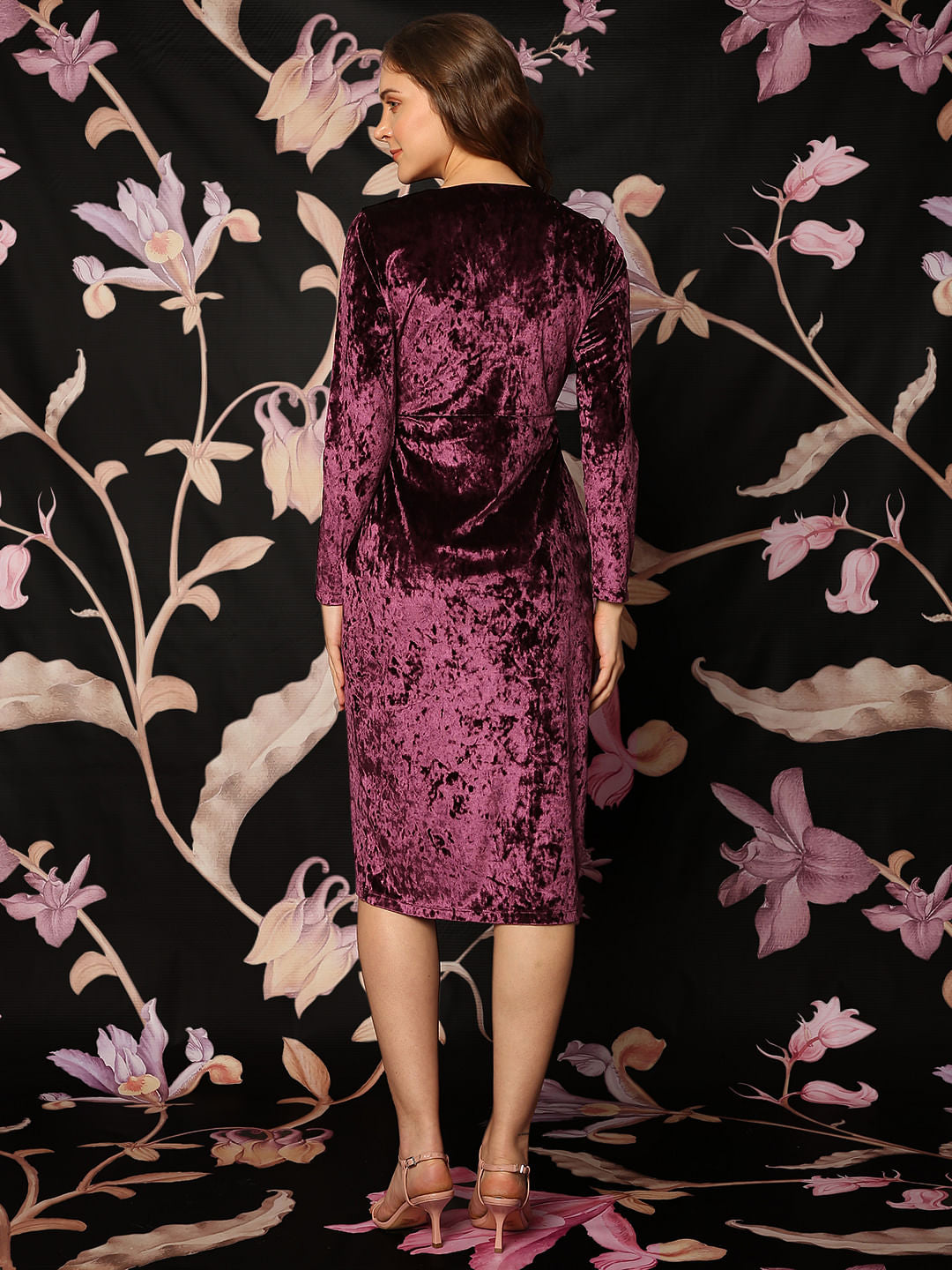 Marquee Maroon Asymmetrical Midi Dress