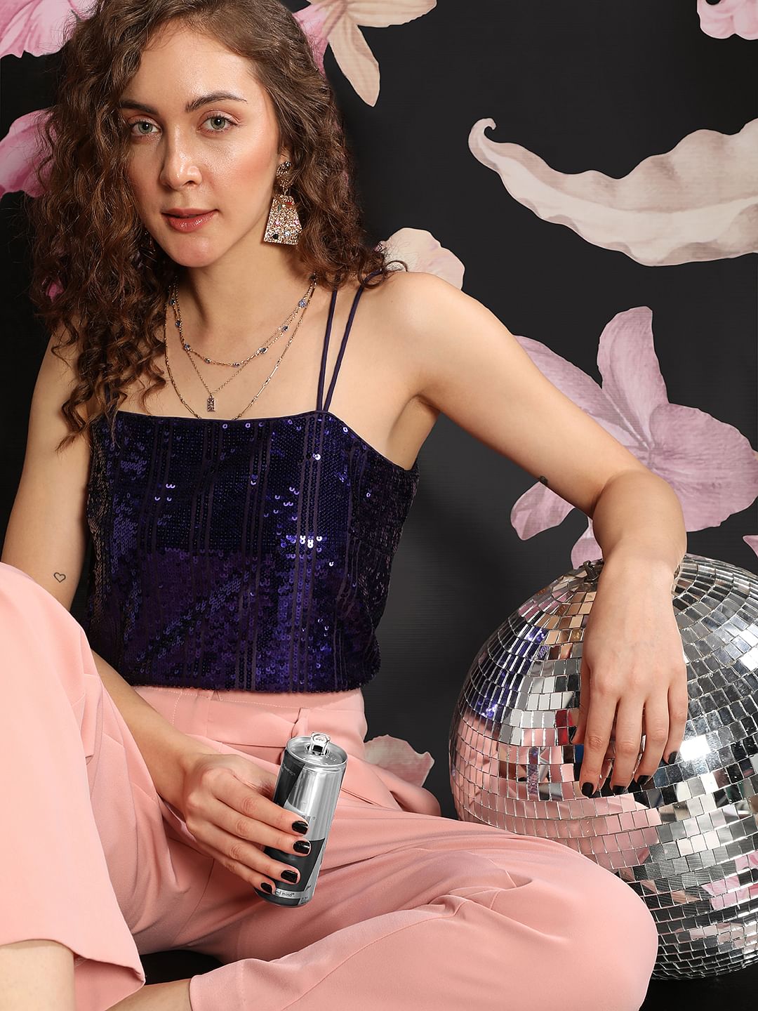 Marquee Dark Purple Sequin Top