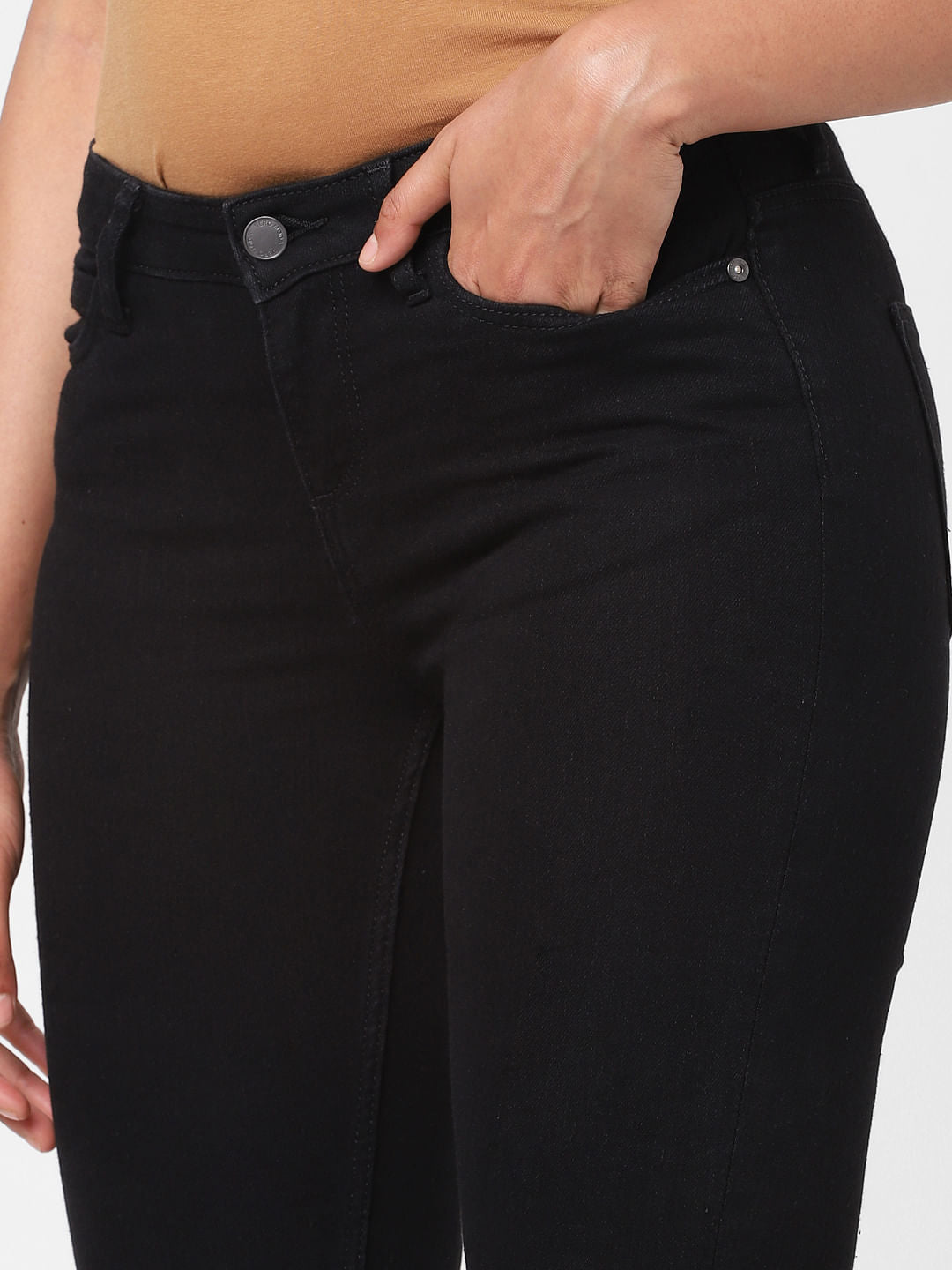 Black Mid Rise Skinny Jeans