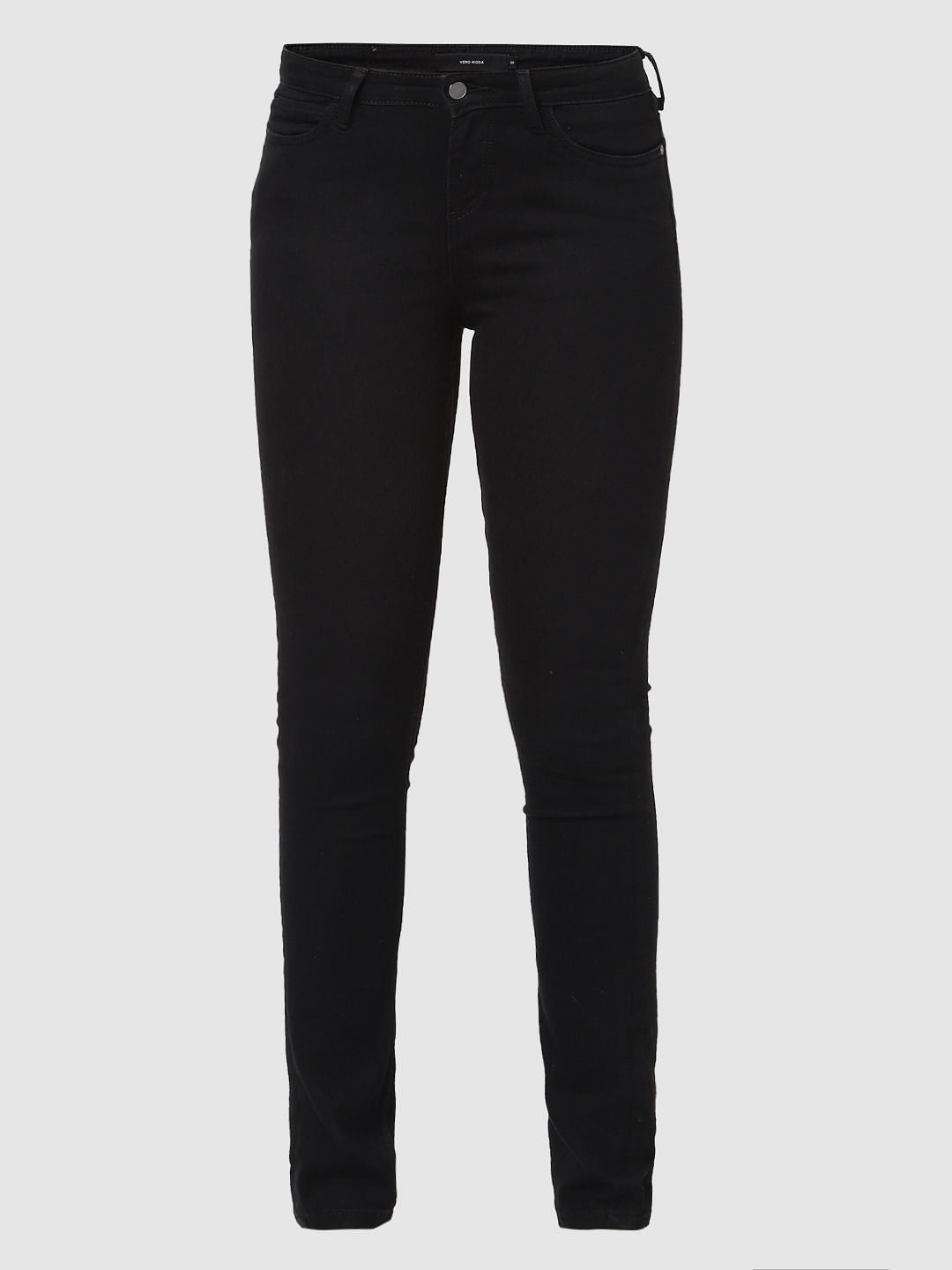 Black Mid Rise Skinny Jeans