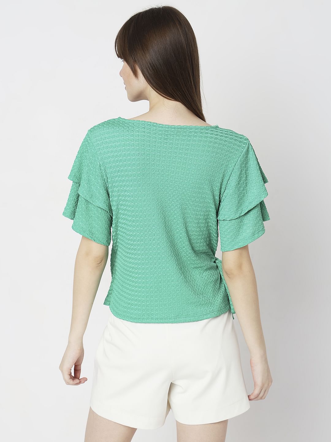 Green Textured Knit Top