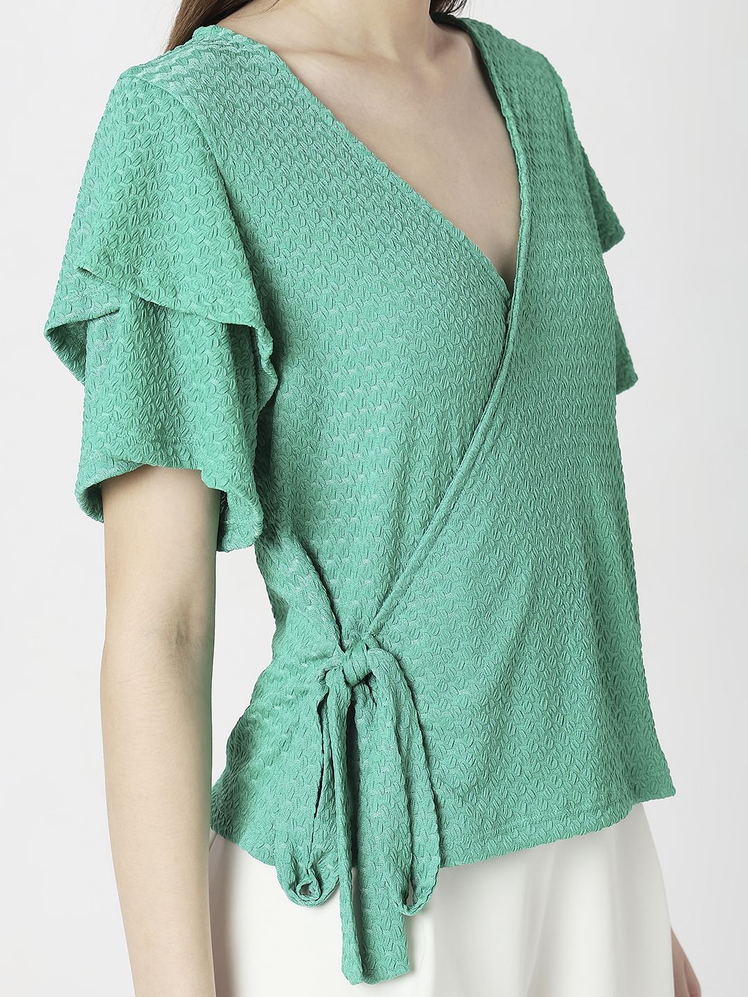 Green Textured Knit Top