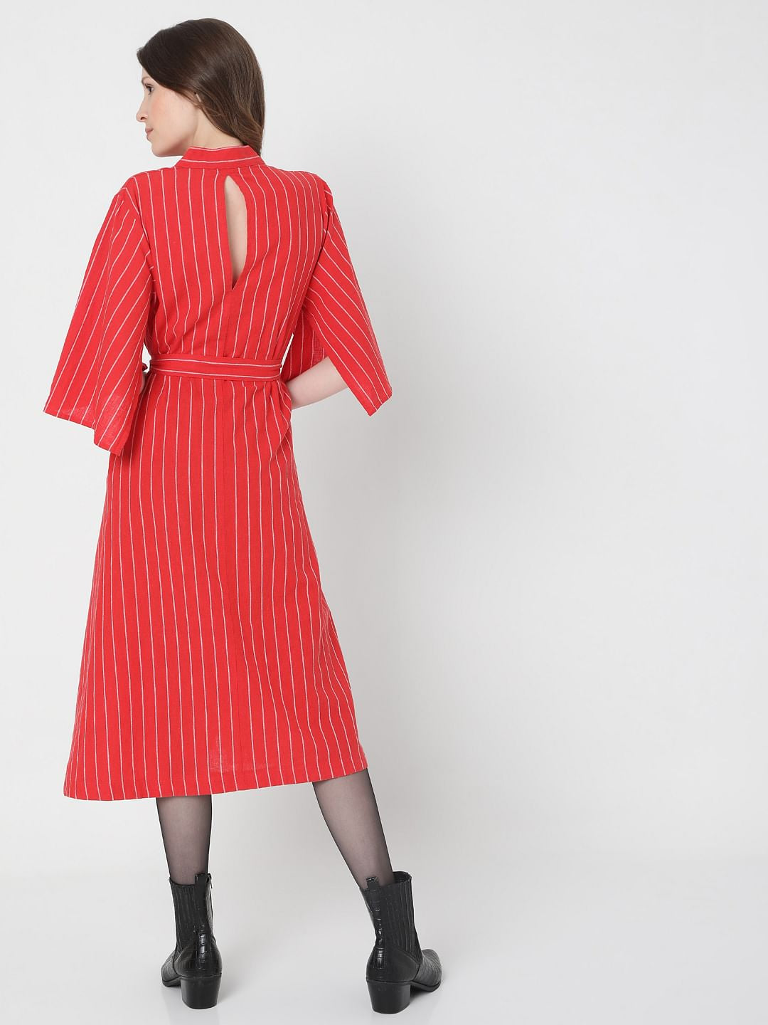 Red Striped Midi Dress