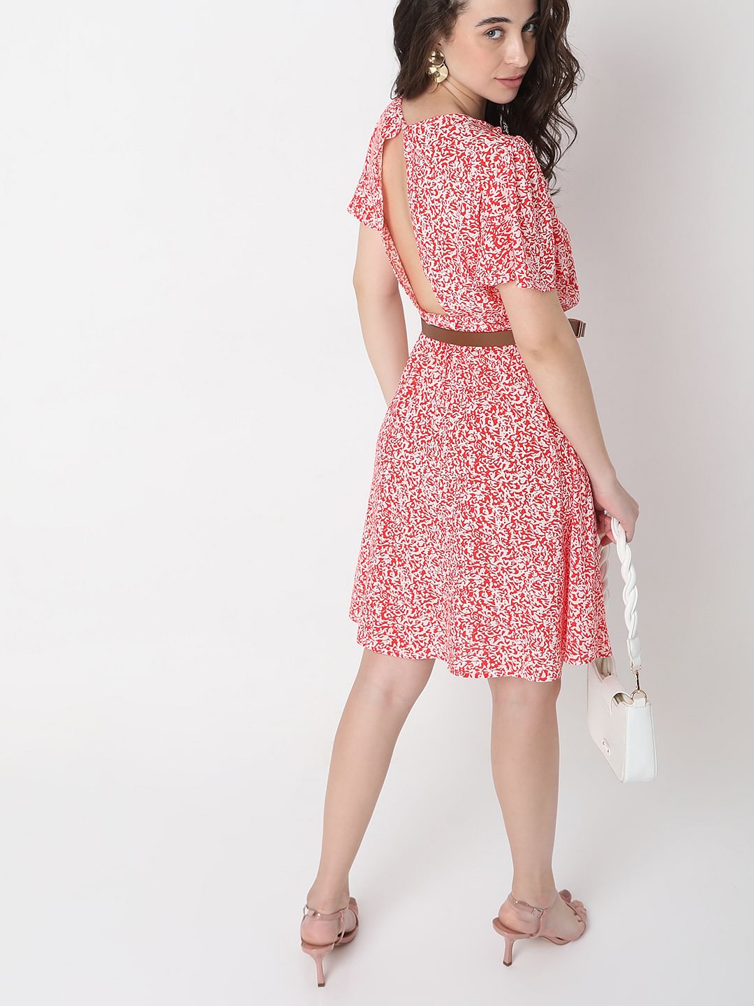 Red Floral Print Shift Dress