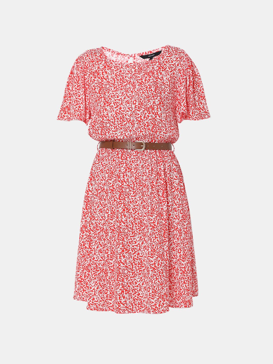 Red Floral Print Shift Dress