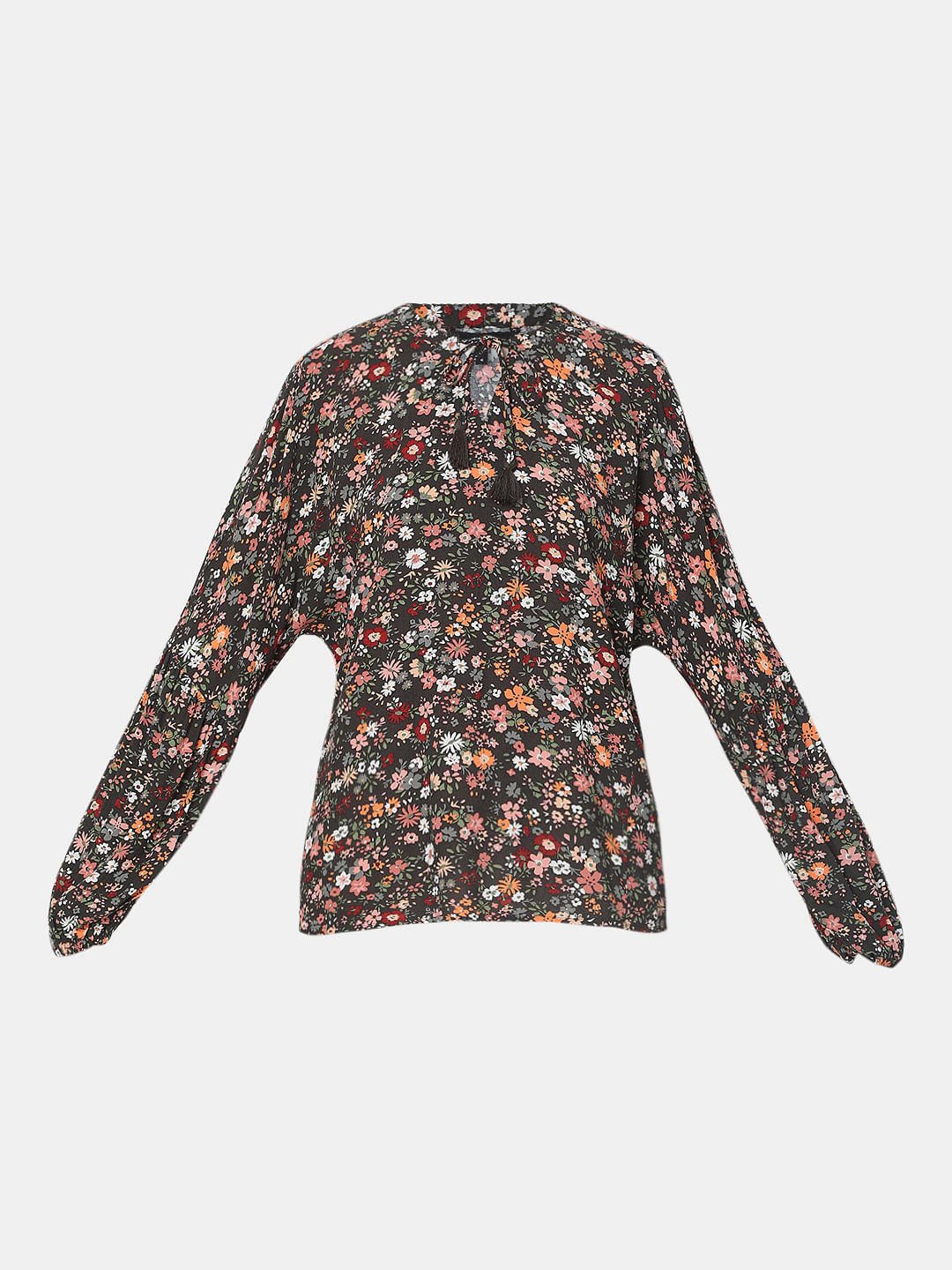 Brown Floral Print Top