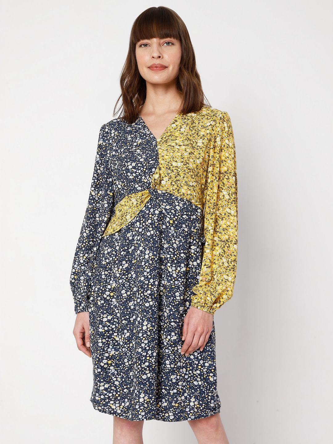 Blue Floral Print Dress