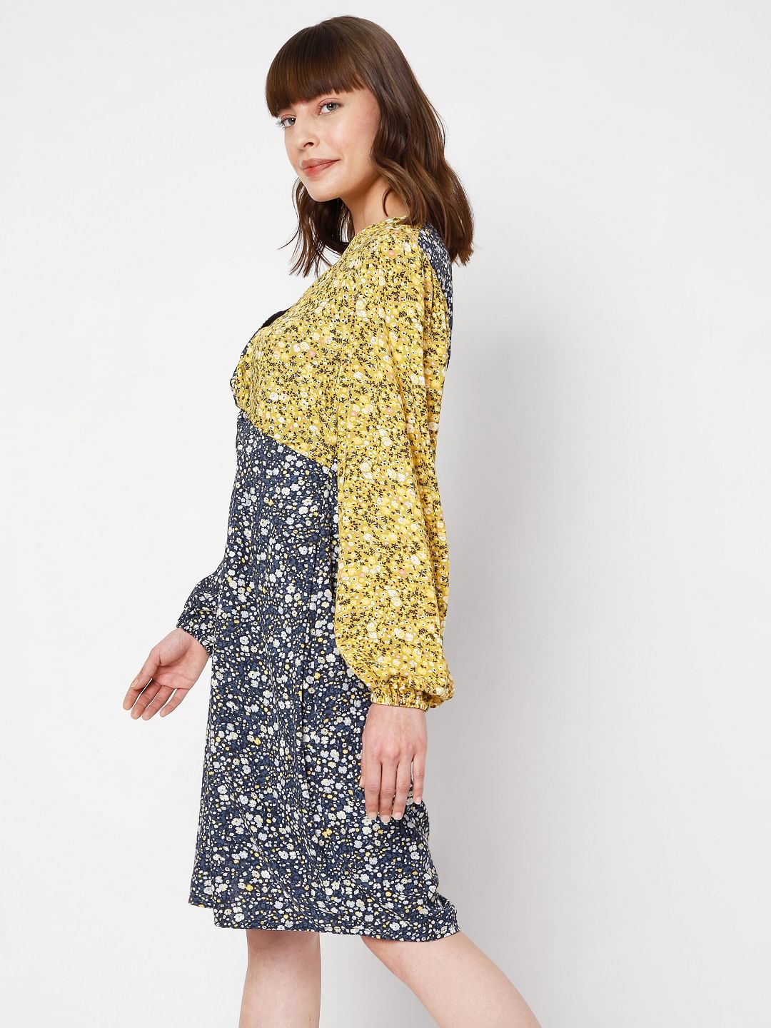 Blue Floral Print Dress