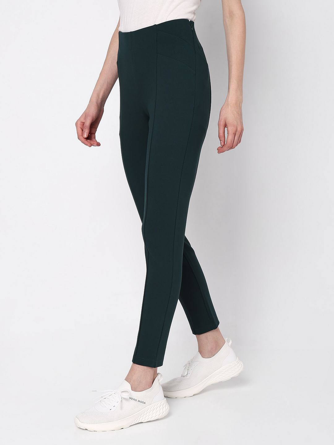 Bottle Green High Rise Skinny Jeggings