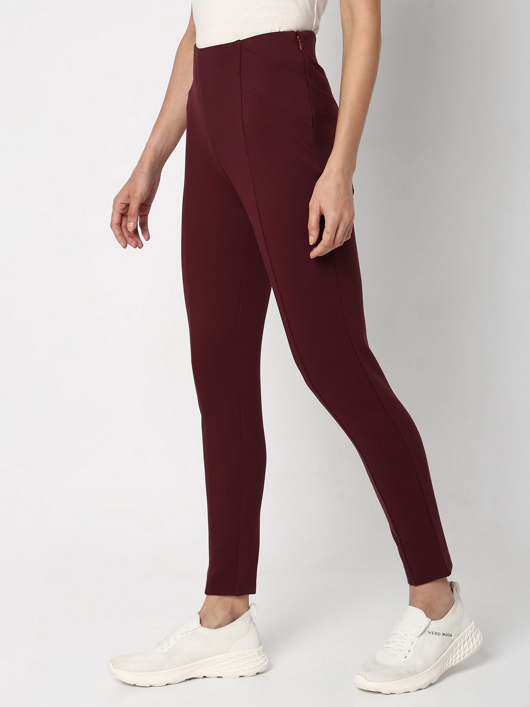 Maroon High Rise Skinny Jeggings