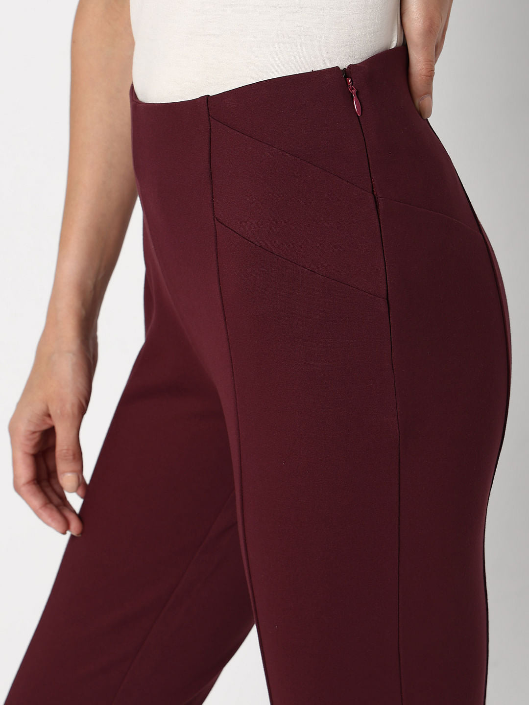 Maroon High Rise Skinny Jeggings