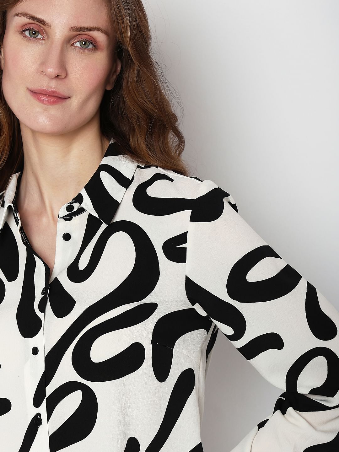 White & Black Printed Shirt