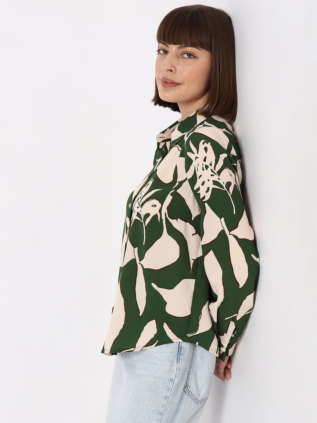 Green Floral Print Shirt