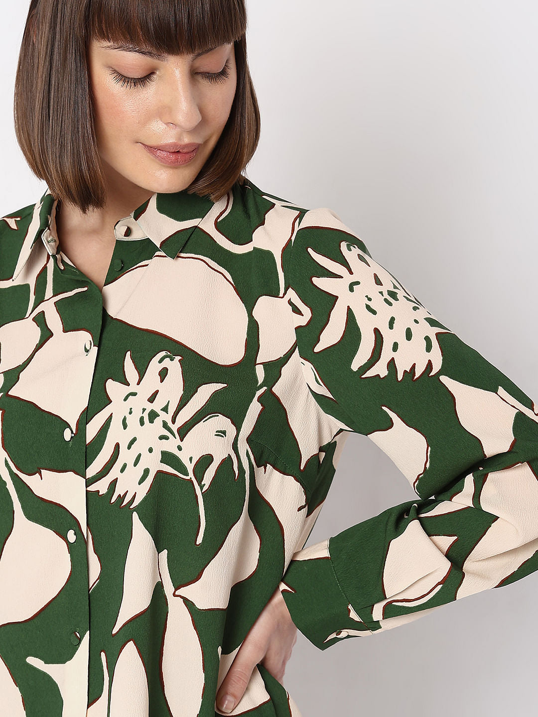 Green Floral Print Shirt