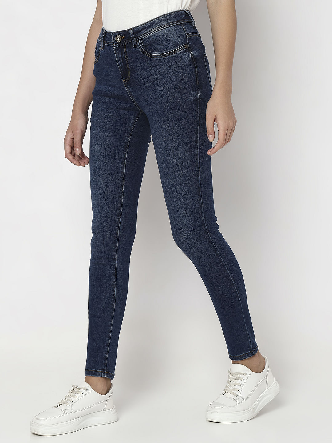 Blue Mid Rise Wendy Skinny Fit Jeans