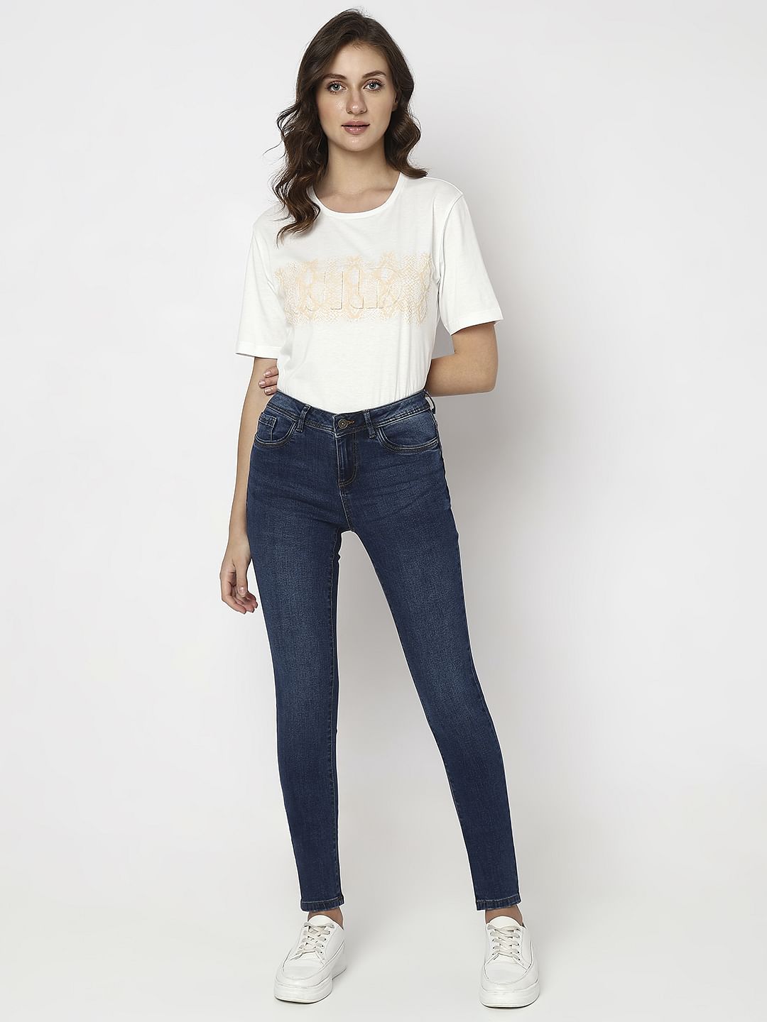 Blue Mid Rise Wendy Skinny Fit Jeans