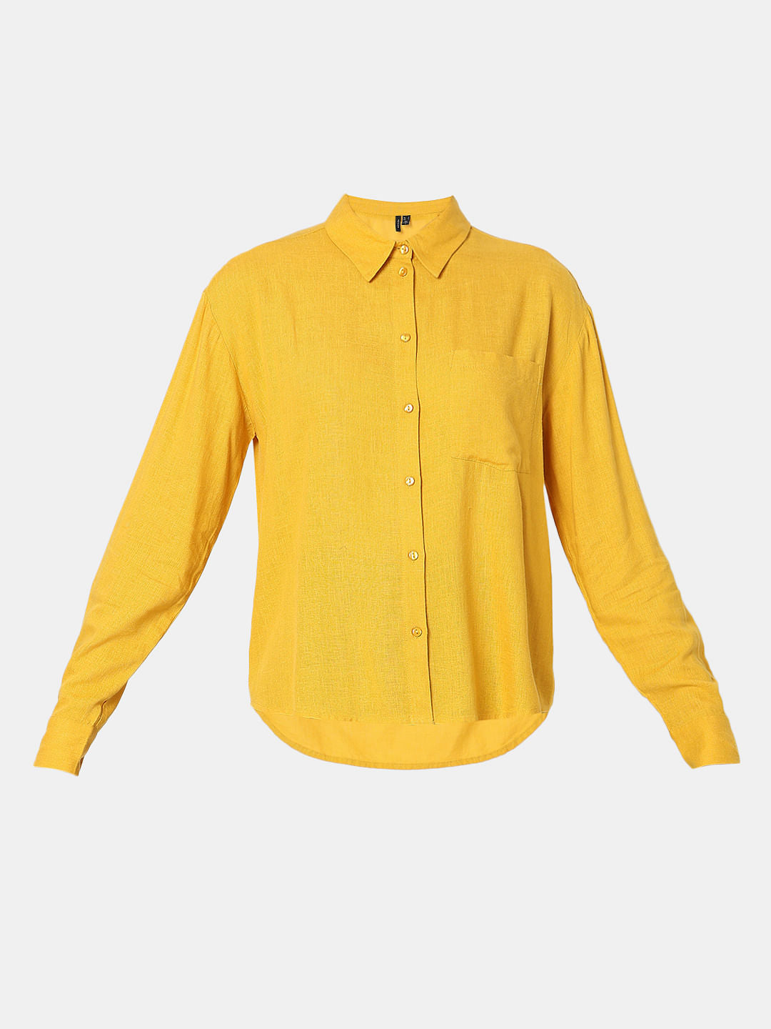 Yellow Linen Regular Fit Shirt