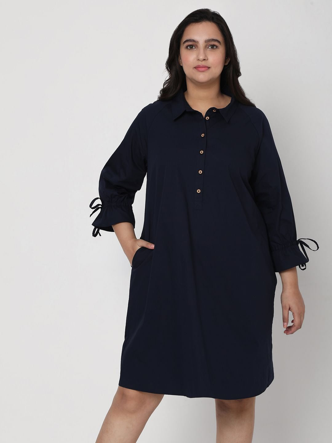 Curve Blue Shirt Dress