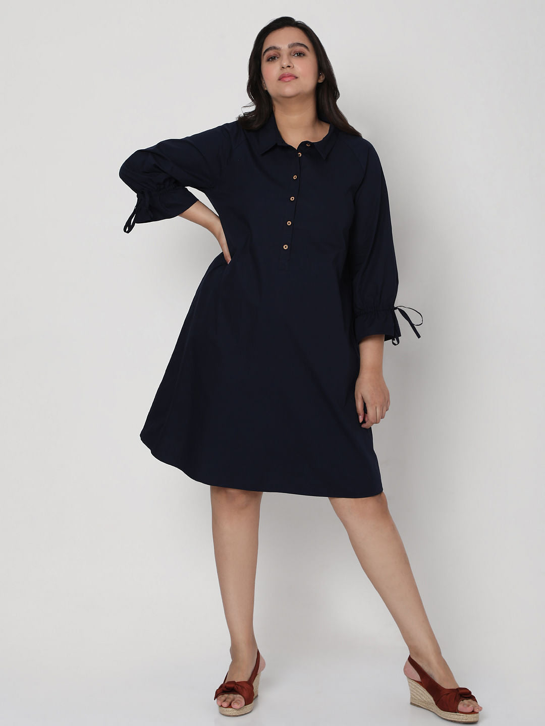 Curve Blue Shirt Dress