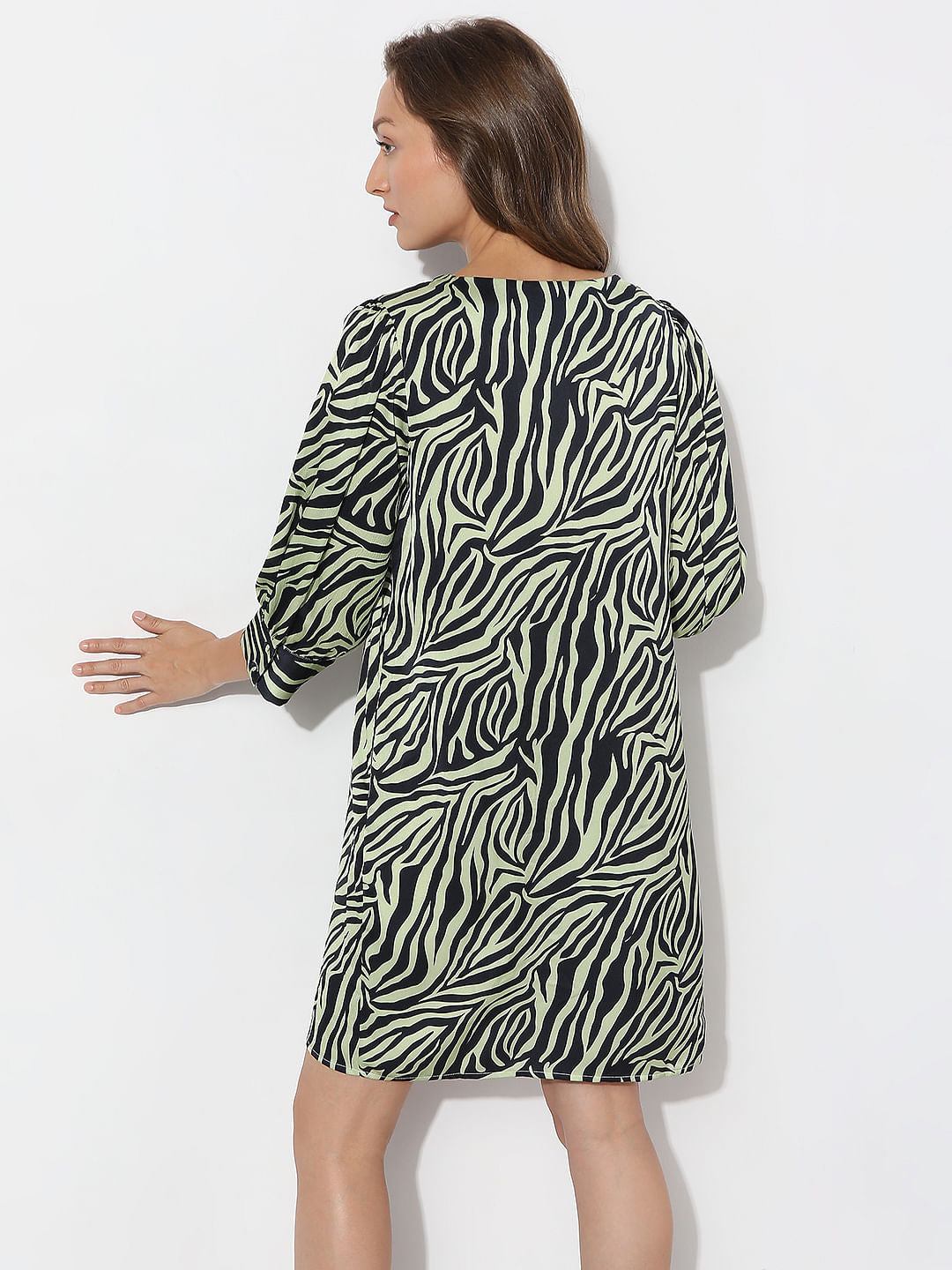 Green Printed Shift Dress