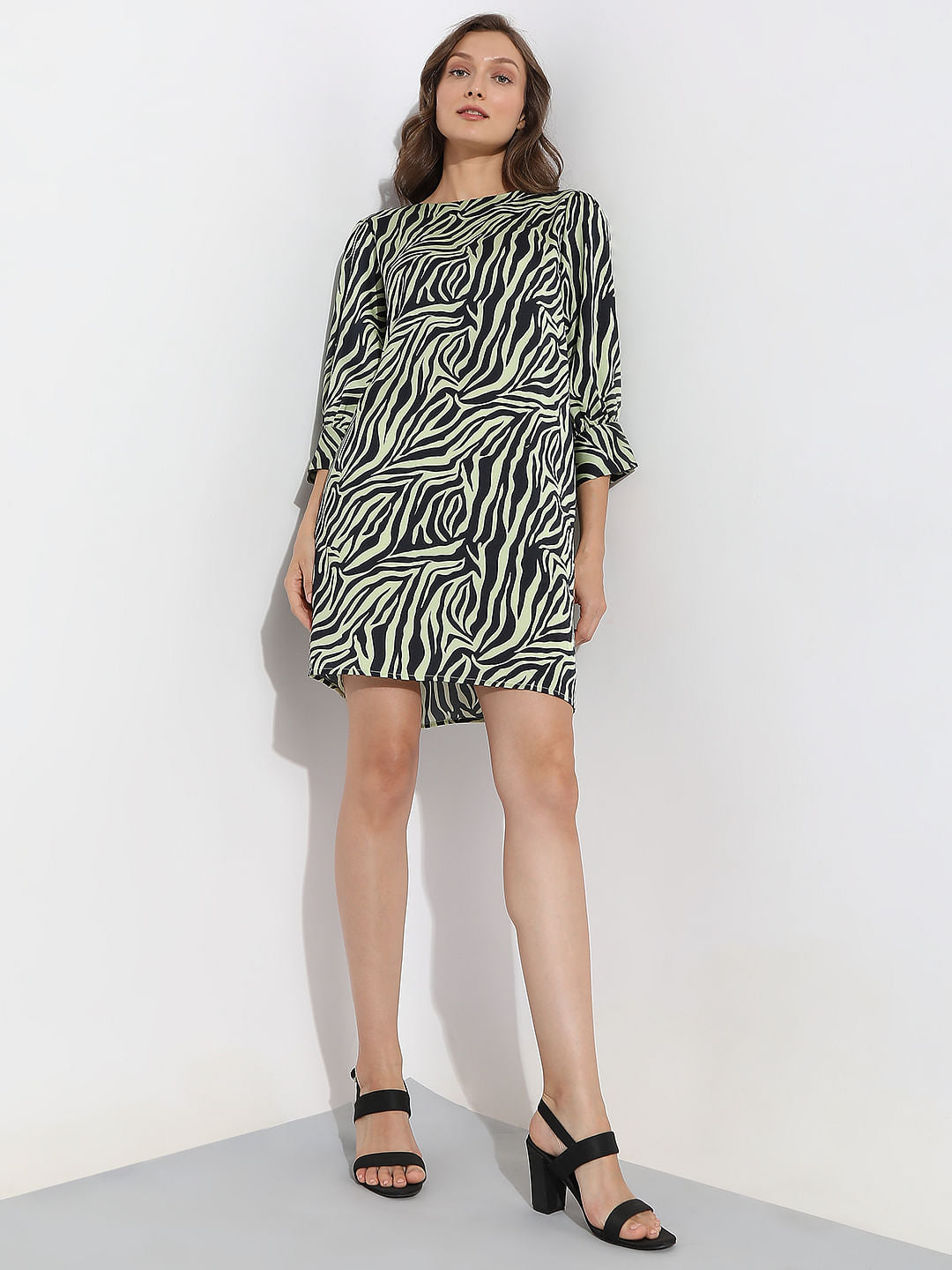 Green Printed Shift Dress