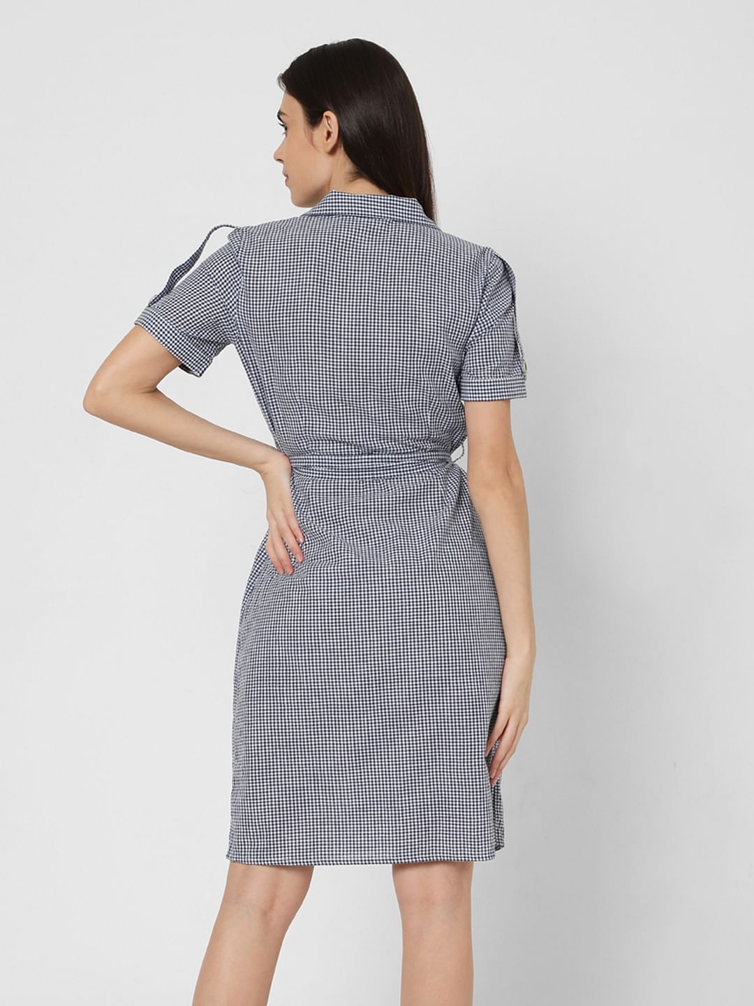 Black Gingham Shirt Dress