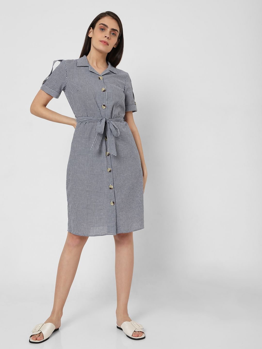 Black Gingham Shirt Dress